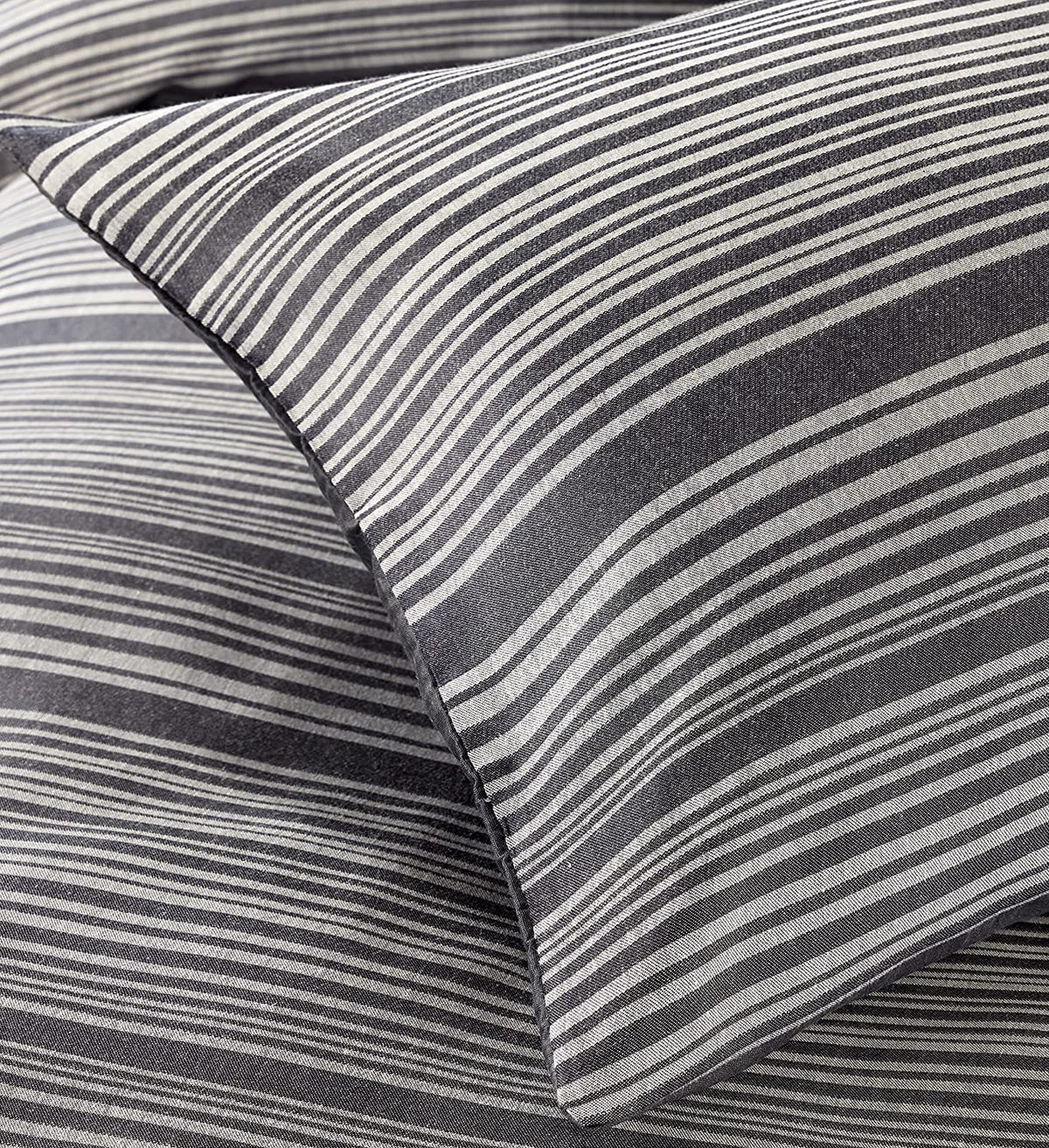 Olivia Rocco Stripe Jacquard Reversible Cotton Blend Duvet Cover Set with Pillowcases