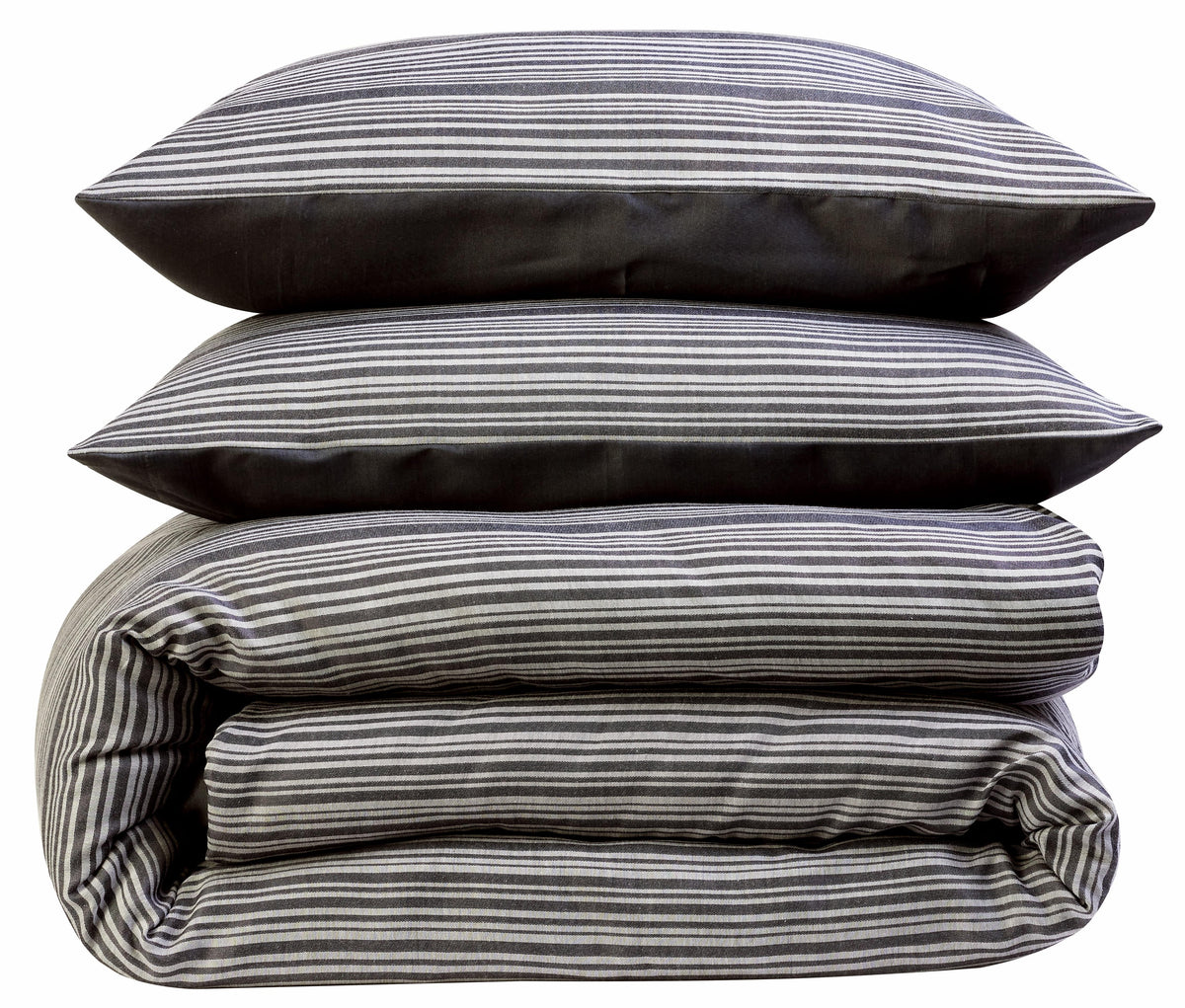 Olivia Rocco Stripe Jacquard Reversible Cotton Blend Duvet Cover Set with Pillowcases