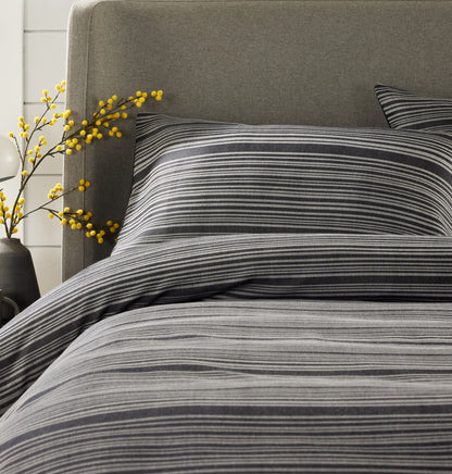 Olivia Rocco Stripe Jacquard Reversible Cotton Blend Duvet Cover Set with Pillowcases