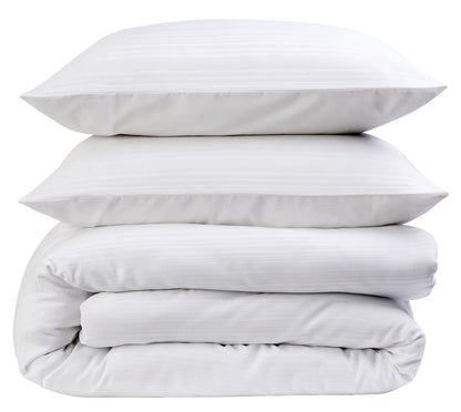 Olivia Rocco Stripe Jacquard Reversible Cotton Blend Duvet Cover Set with Pillowcases
