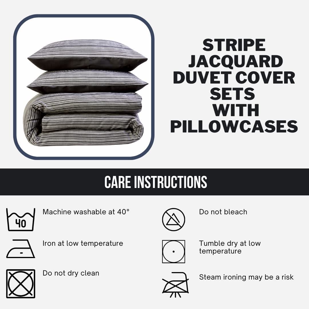 Olivia Rocco Stripe Jacquard Reversible Cotton Blend Duvet Cover Set with Pillowcases