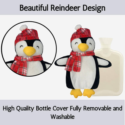 Olivia Rocco Penguin Christmas Hot Water Bottle with Cover 1 Litre