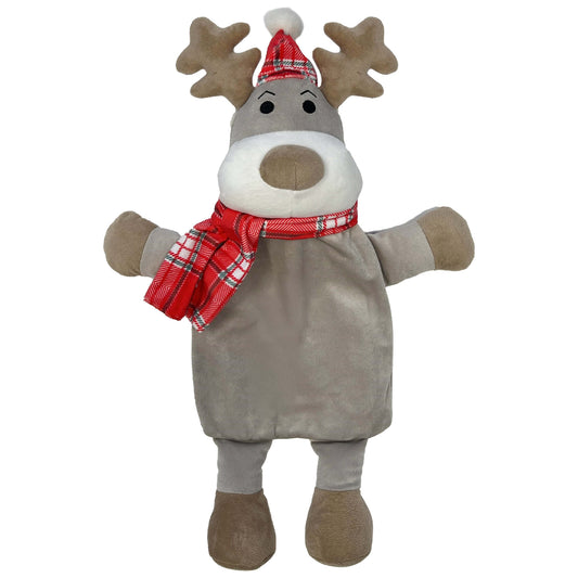 Olivia Rocco Reindeer Christmas Hot Water Bottle with Fleece Cover 1 Litre