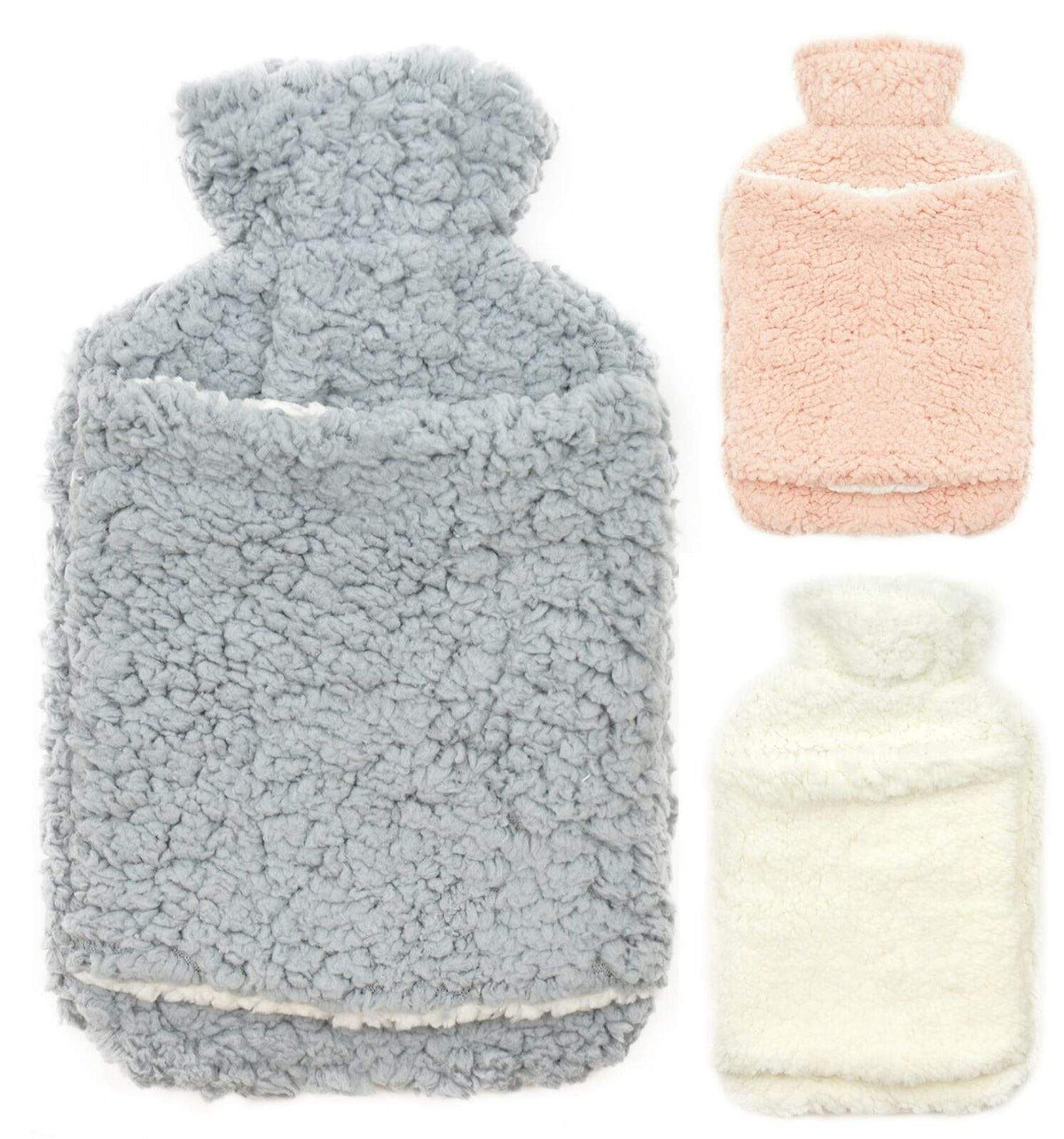 Olivia Rocco Teddy Fleece Hot Water Bottle with Hand Warmer Pocket 2L