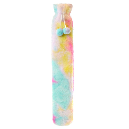 Olivia Rocco Extra Long Rainbow Tie-Dye Faux Fur Hot Water Bottle 2L