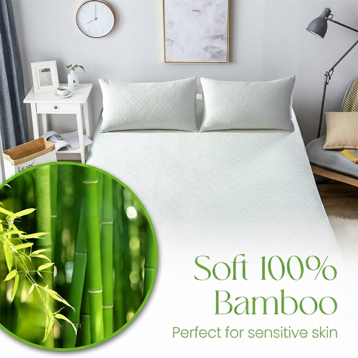 Olivia Rocco Bamboo Quilted Waterproof Mattress Protector 30 cm Deep
