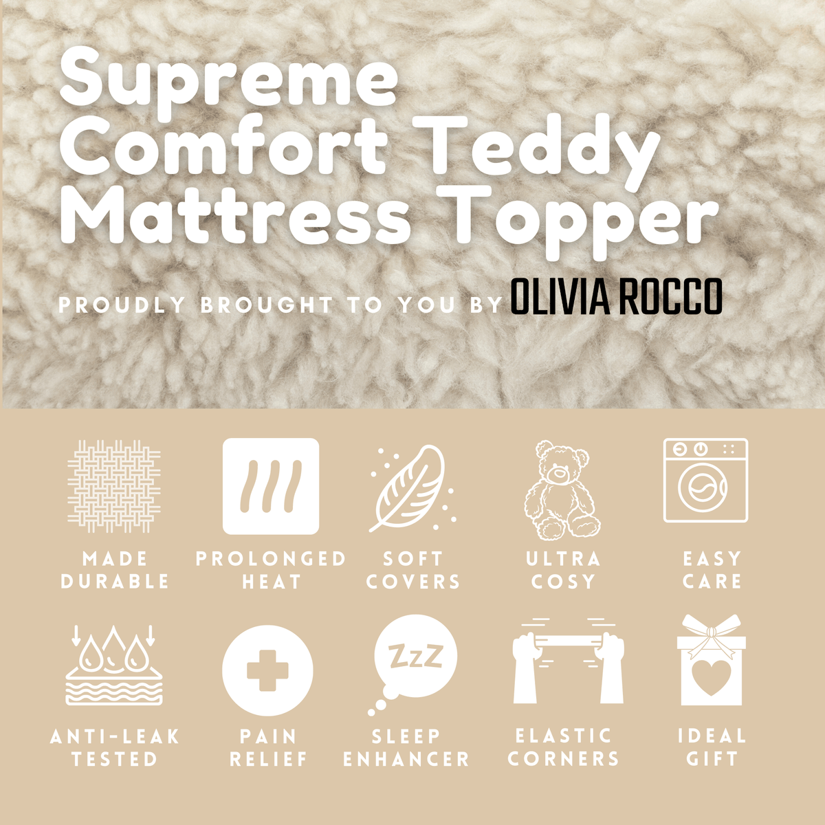 Olivia Rocco Supreme Comfort Dual-Sided Teddy Mattress Topper