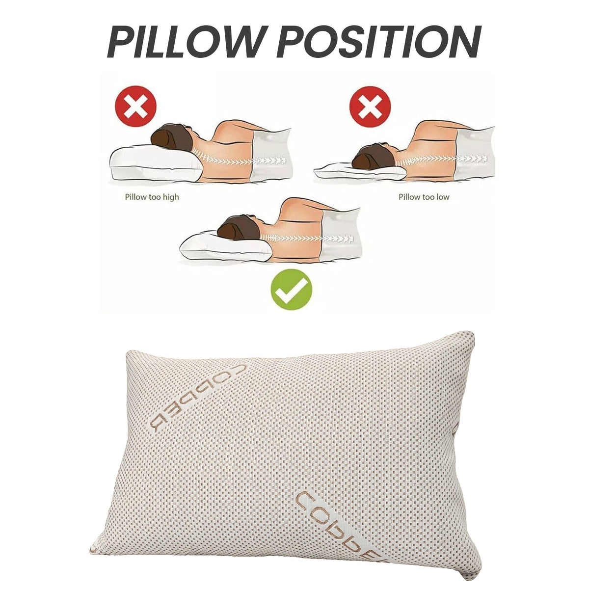 Olivia Rocco Copper Infused Shredded Memory Foam Pillow 50 x 75 cm