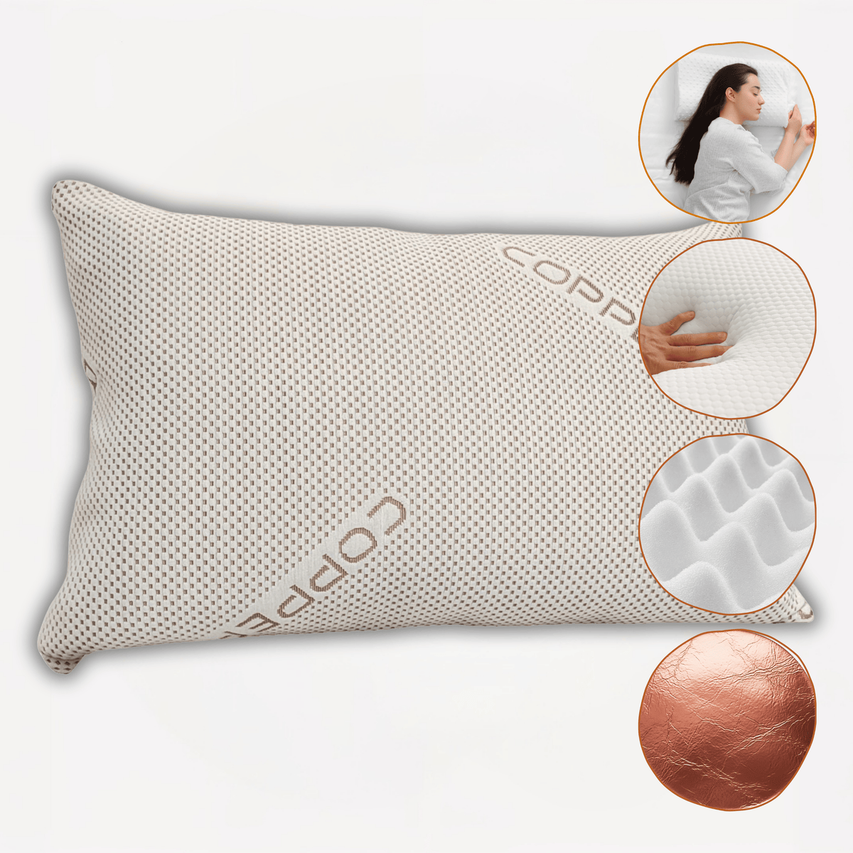 Olivia Rocco Copper Infused Shredded Memory Foam Pillow 50 x 75 cm