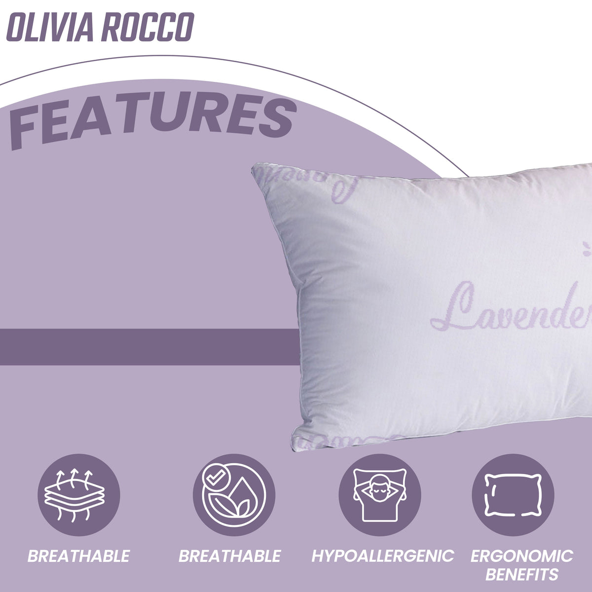 Olivia Rocco Lavender Infused Hotel Pillow Medium Support 50 x 75 cm