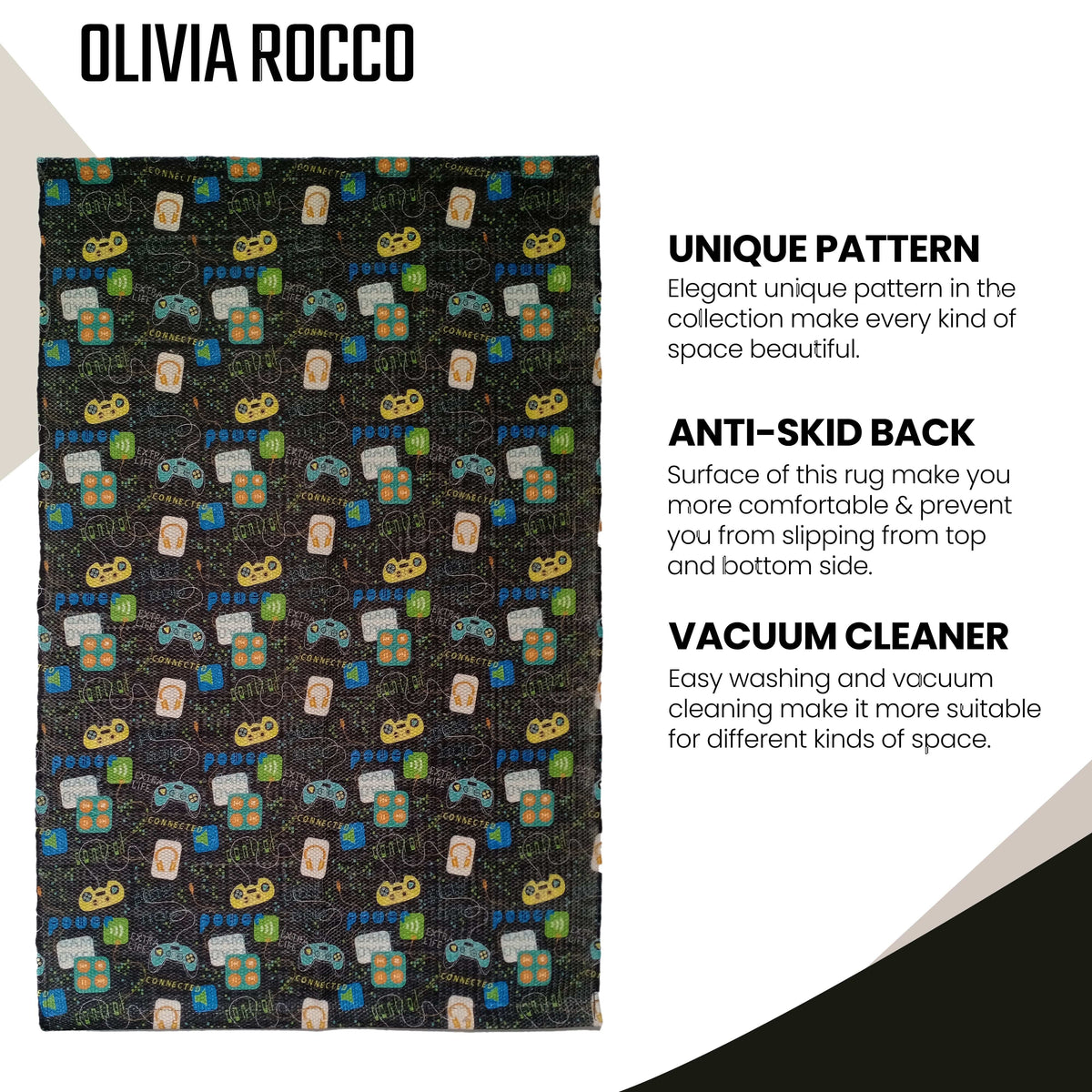 Olivia Rocco Gamer Design Non-Slip Rug 60 x 90 cm
