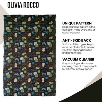 Olivia Rocco Gamer Design Non-Slip Rug 60 x 90 cm