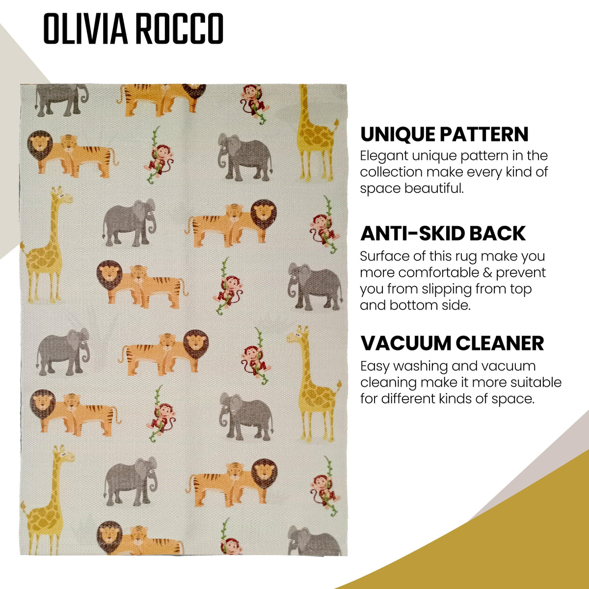 Olivia Rocco Safari Animal Print Non-Slip Rug 60 x 90 cm