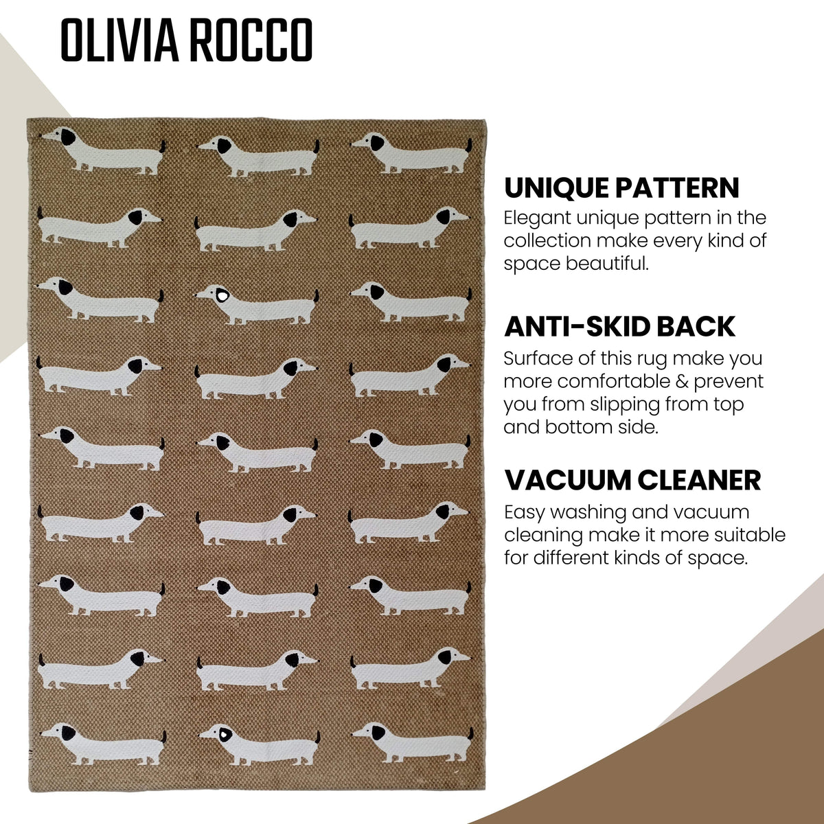 Olivia Rocco Sausage Dog Non-Slip Rug 60 x 90 cm