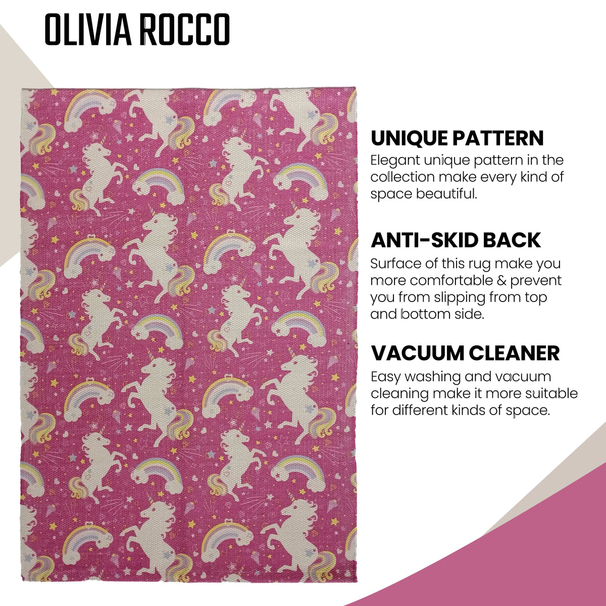 Olivia Rocco Unicorn Non-Slip Rug 60 x 90 cm