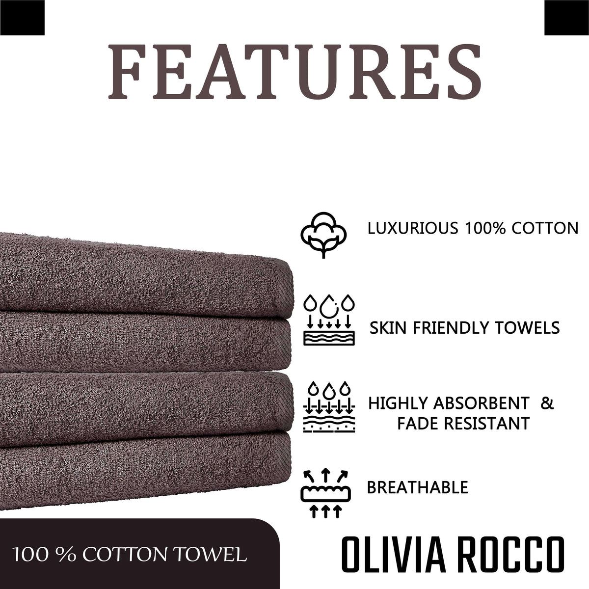 Olivia Rocco Indus Valley Cotton Bath Sheets Pack of 4 – 80 x 140 cm