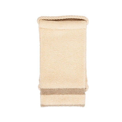 Beige folded backstrap on a white background