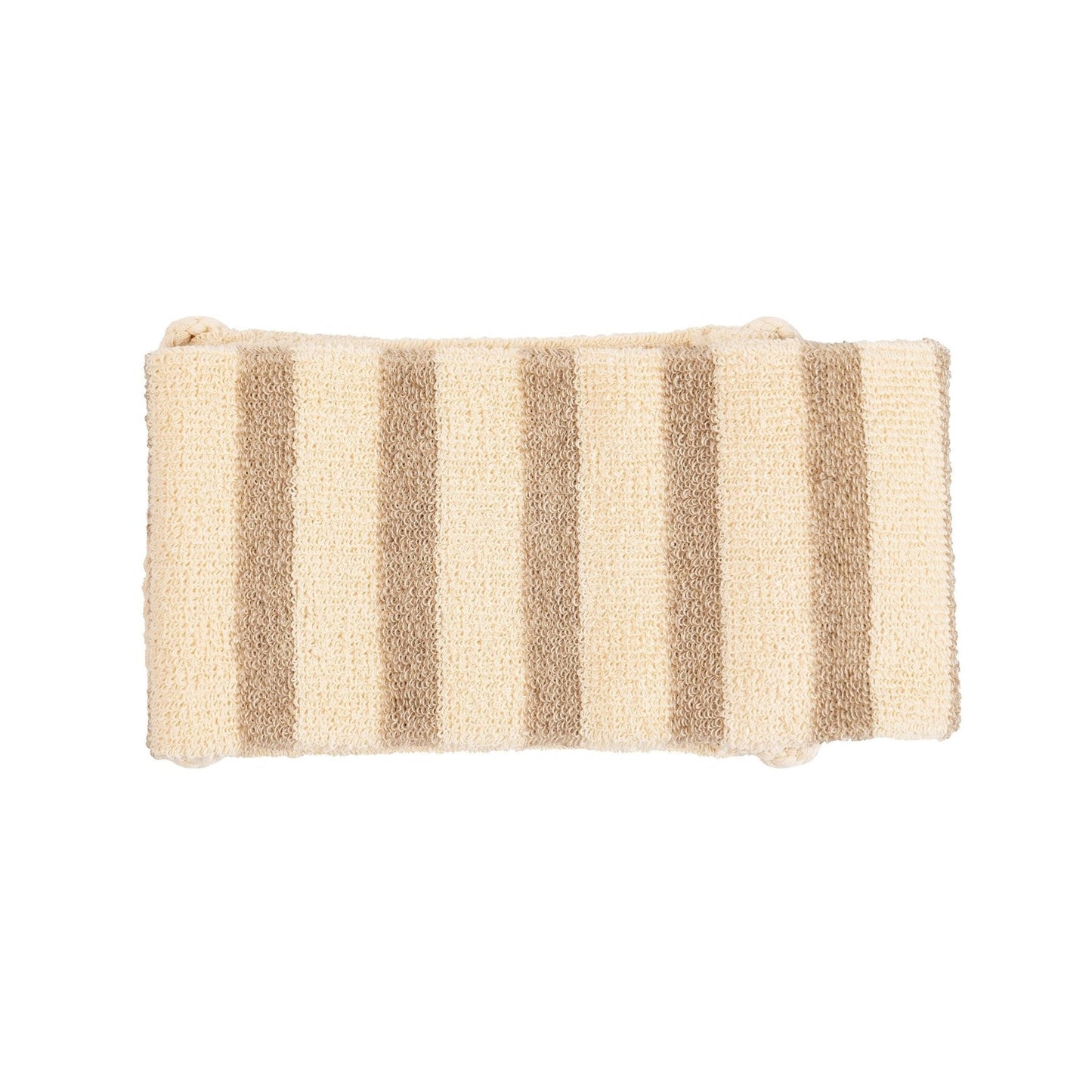Beige and brown striped backstrap on a white background