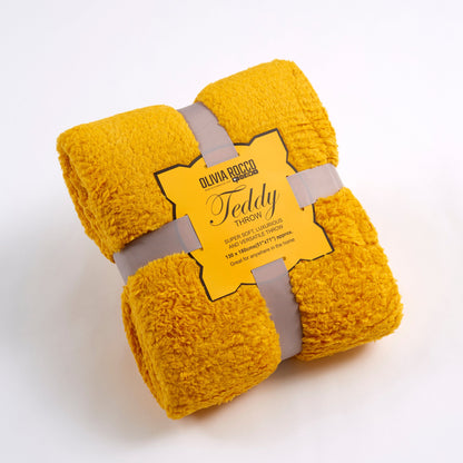 Oversized Fluffy Huggable Teddy Throw Blanket Super Soft Faux Fur Fleece for Sofa or Bed Luxurious Comfort and Warmth in Stylish Colours by OLIVIA ROCCO