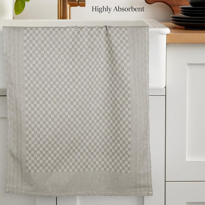 Pack of 5 Large Super Absorbent 100 Percent Cotton Tea Towels Quick Dry Durable Check Pattern Dish Cloths for Kitchen Home and Professional Use by OLIVIA ROCCO
