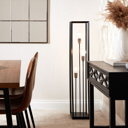 Pagazzi Sully 3 Light Caged Floor Lamp Matt Black 120 cm