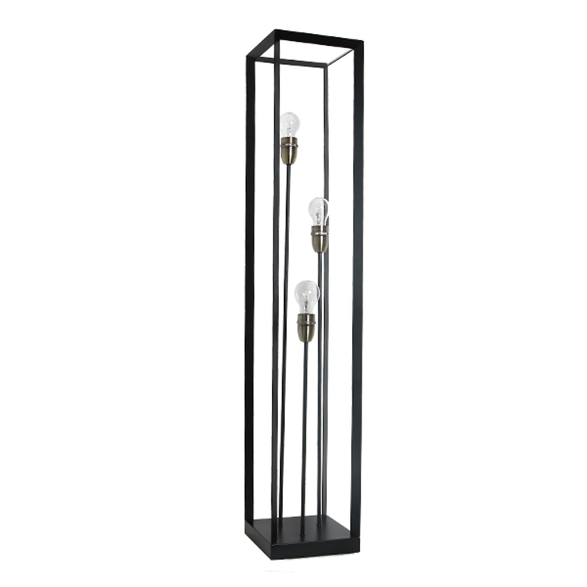 Pagazzi Sully 3 Light Caged Floor Lamp Matt Black 120 cm
