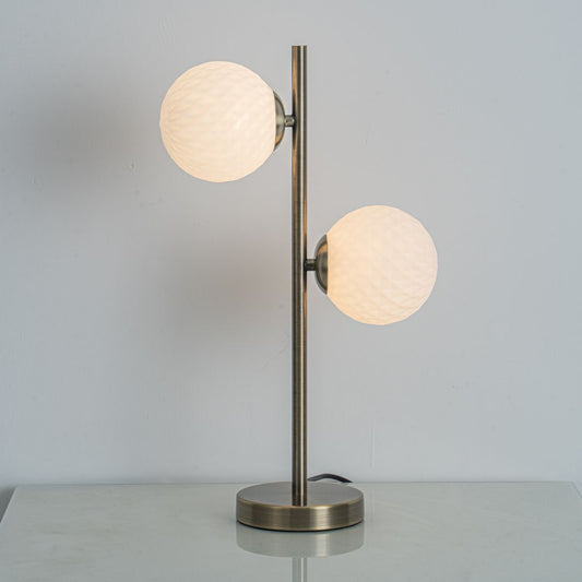 Pagazzi Lior 2 Light Table Lamp Antique Brass & Opal Glass 48 cm