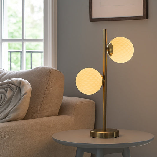 Pagazzi Lior 2 Light Table Lamp Antique Brass & Opal Glass 48 cm