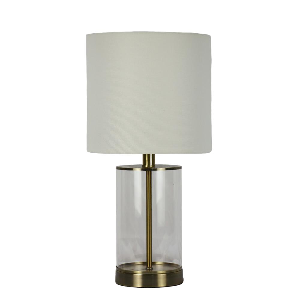 Pagazzi Adelia Small Glass Table Lamp Antique Brass with Ivory Shade 50 cm