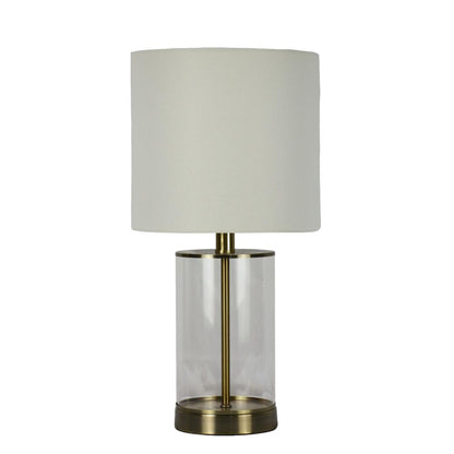 Pagazzi Adelia Small Glass Table Lamp Antique Brass with Ivory Shade 50 cm