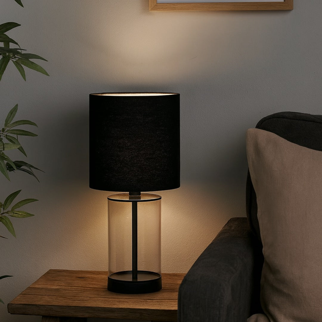 Pagazzi Adelia Small Glass Table Lamp with Black Shade 50 cm