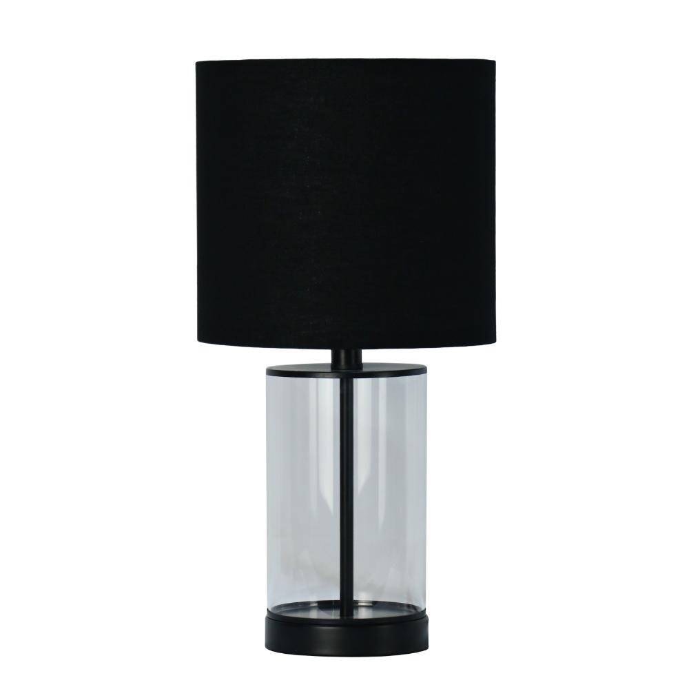 Pagazzi Adelia Small Glass Table Lamp with Black Shade 50 cm