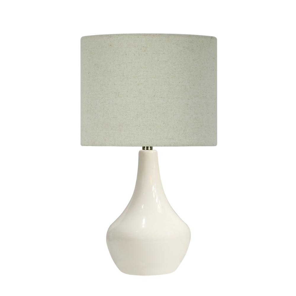 Pagazzi Odette Ceramic Table Lamp White with Linen Shade 45 cm