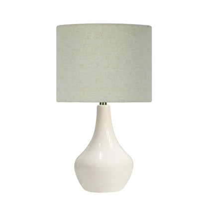 Pagazzi Odette Ceramic Table Lamp White with Linen Shade 45 cm