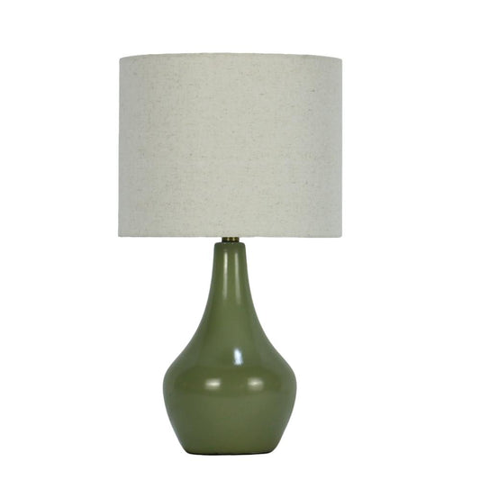 Pagazzi Odette Ceramic Table Lamp Green with Linen Shade 45 cm