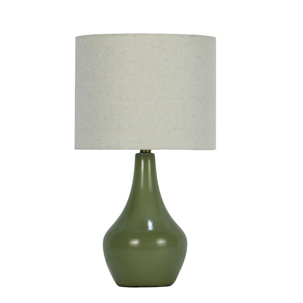 Pagazzi Odette Ceramic Table Lamp Green with Linen Shade 45 cm