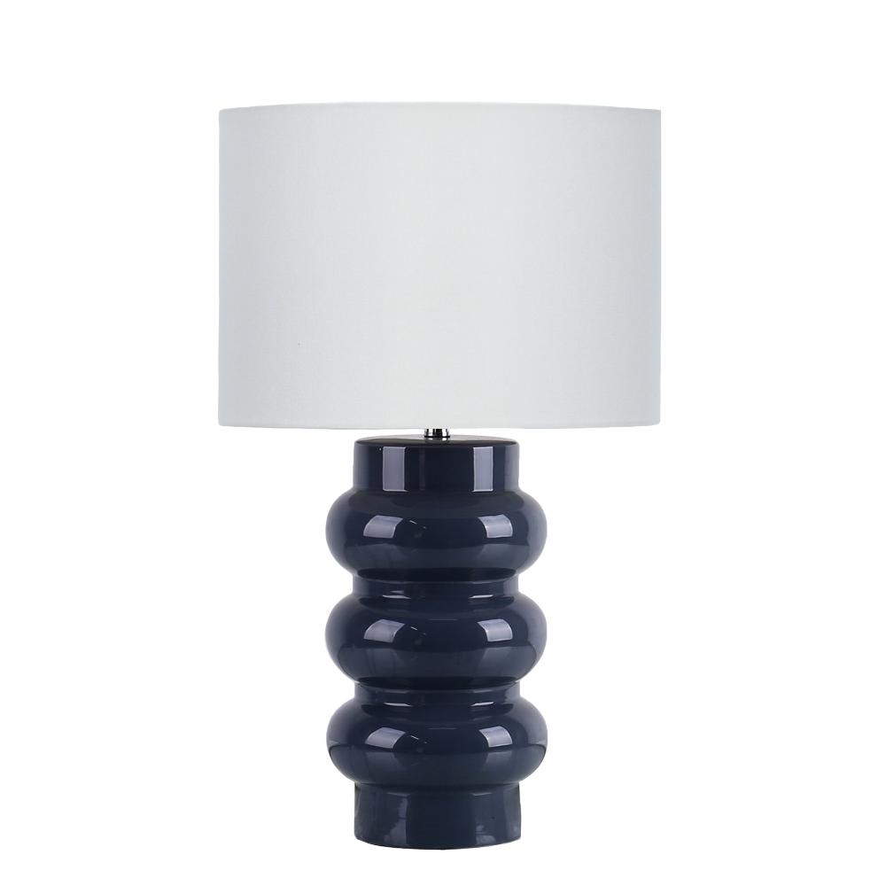 Pagazzi Zenya Ceramic Table Lamp Navy with White Drum Shade 55 cm