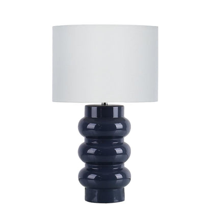 Pagazzi Zenya Ceramic Table Lamp Navy with White Drum Shade 55 cm