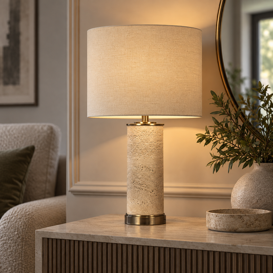 Pagazzi Marcelline Table Lamp Taupe & Antique Brass 60 cm