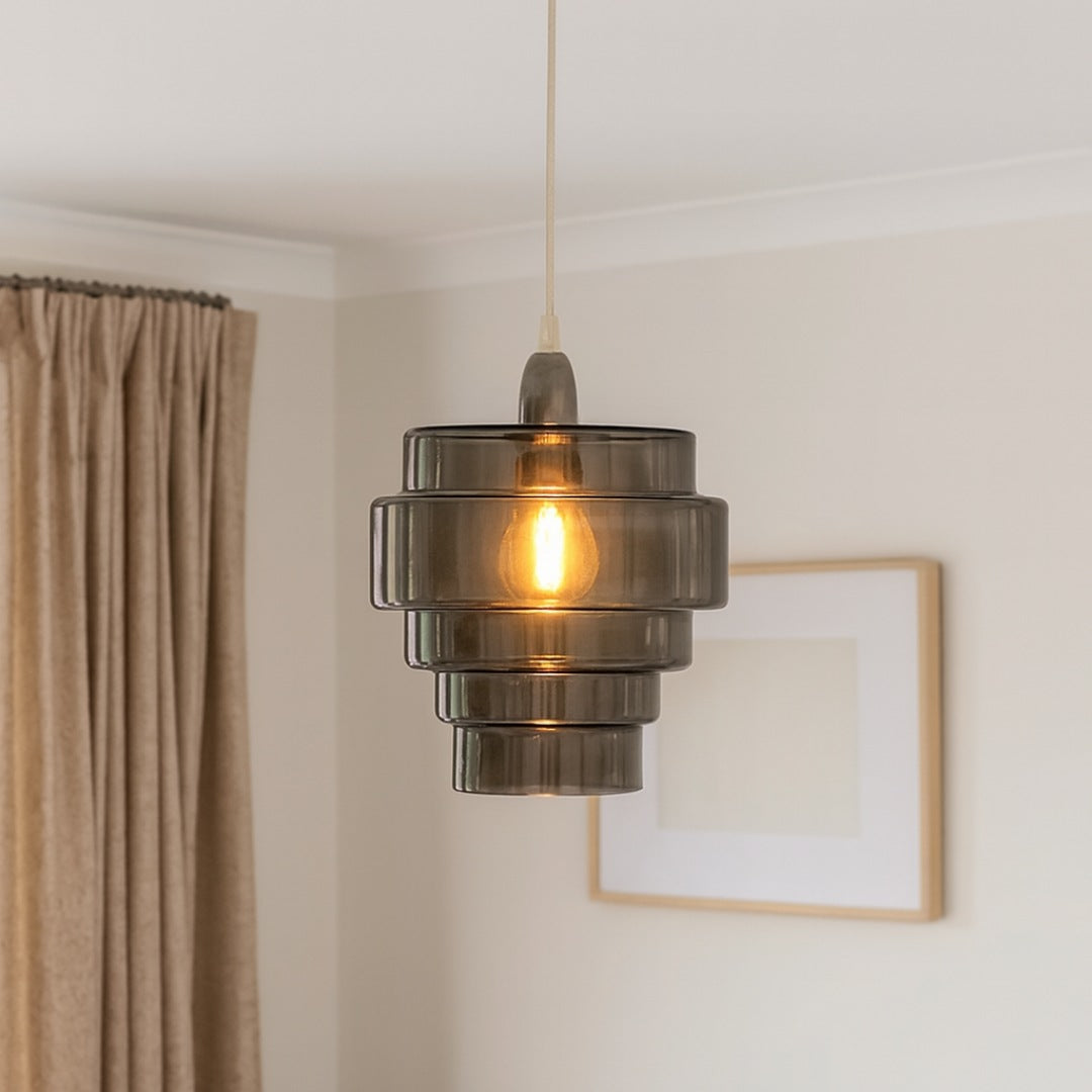 Pagazzi Mira Five-Tier Easy-Fit Pendant Shade Smoked 24 cm