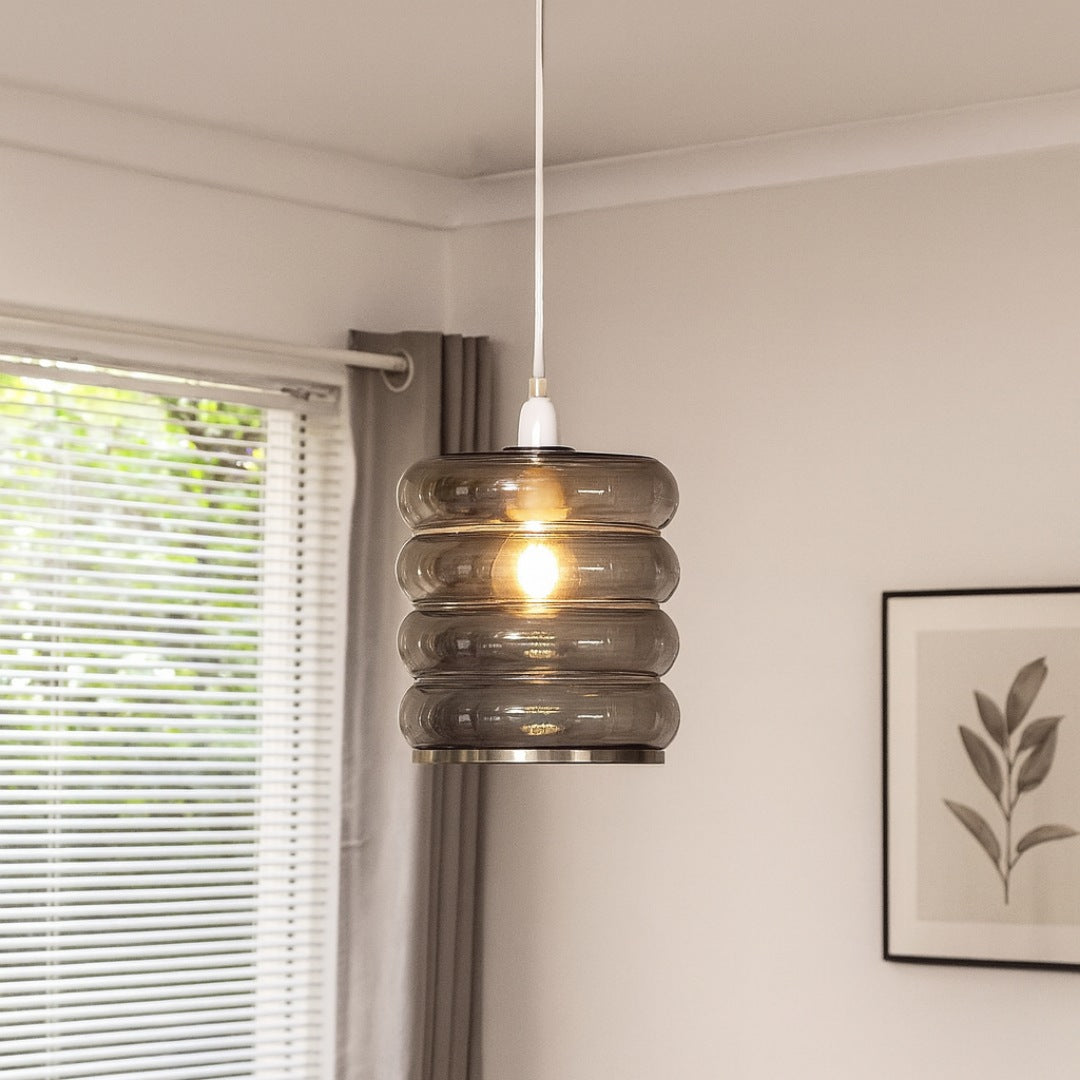 Pagazzi Cassia Smoked Glass Easy-Fit Pendant Shade 19 cm