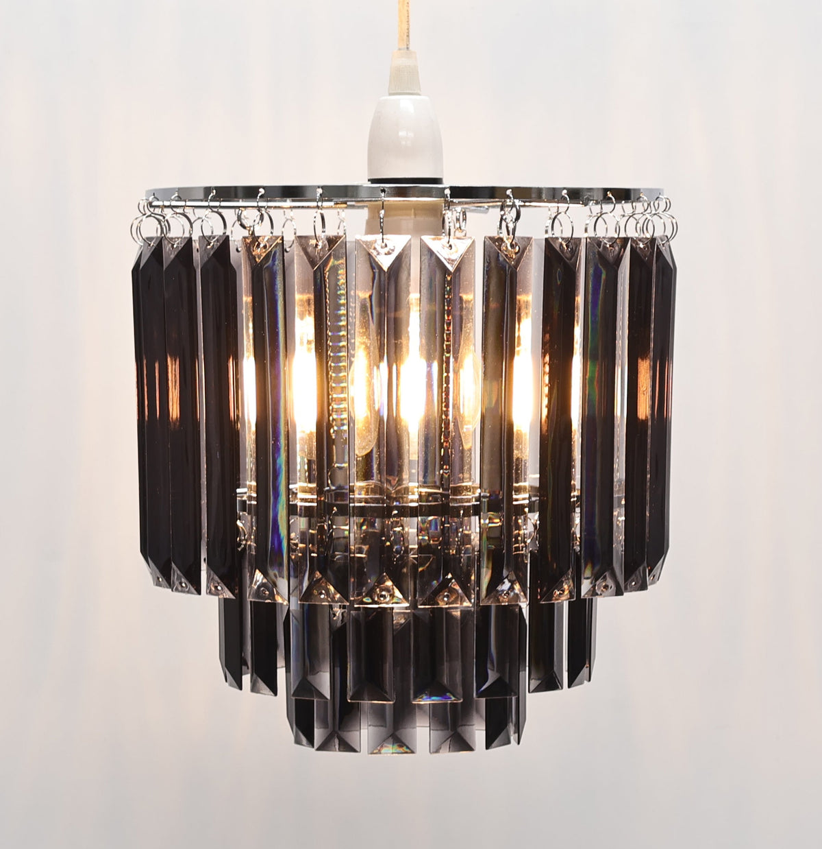 Pagazzi Bria Three-Tier Prism Easy-Fit Pendant Shade Smoked 22.5 cm