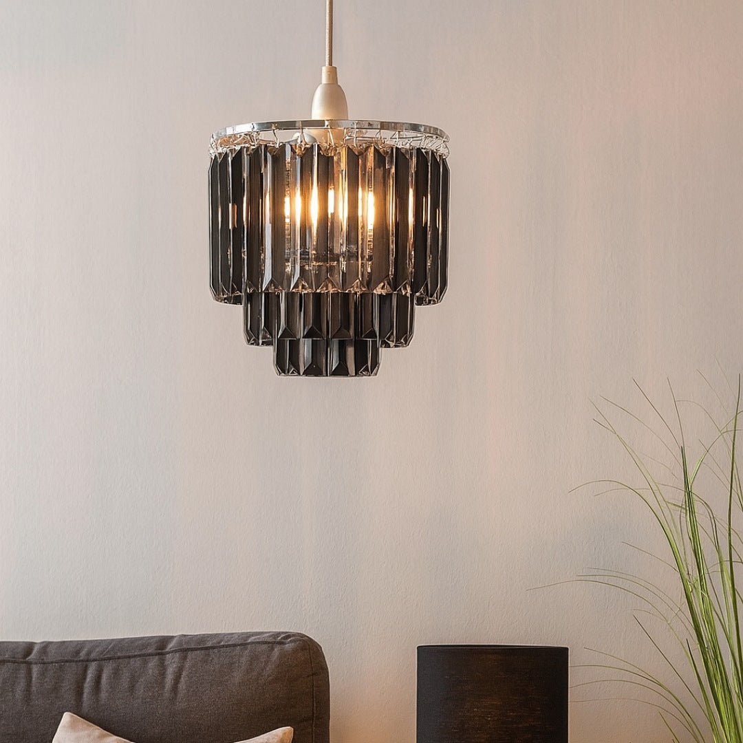Pagazzi Bria Three-Tier Prism Easy-Fit Pendant Shade Smoked 22.5 cm