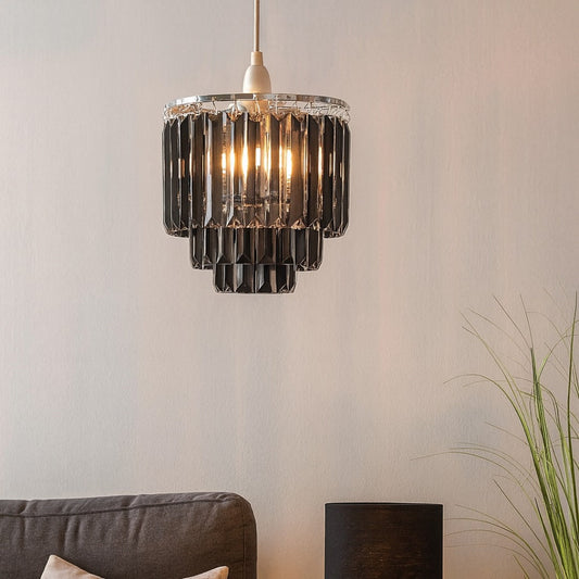 Pagazzi Bria Three-Tier Prism Easy-Fit Pendant Shade Smoked 22.5 cm