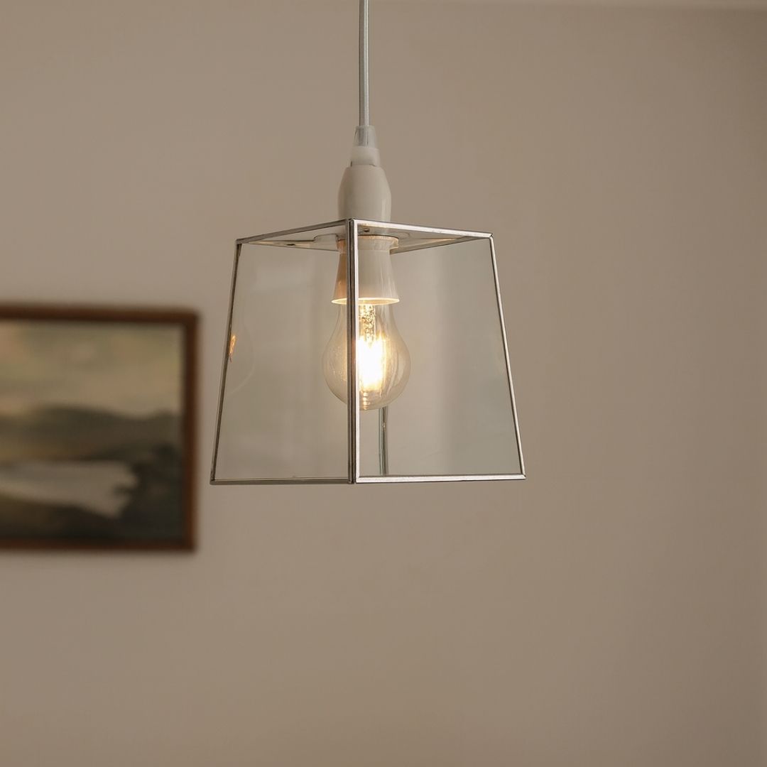 Pagazzi Sable Chrome & Clear Glass Easy-Fit Pendant Shade 30 cm
