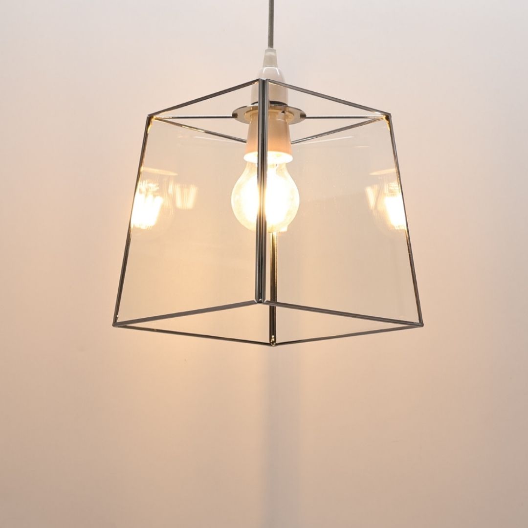Pagazzi Sable Chrome & Clear Glass Easy-Fit Pendant Shade 30 cm