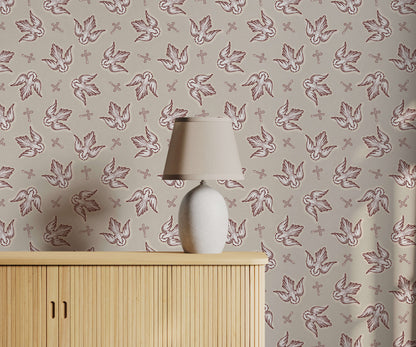 Bobbi Beck Paloma Dove and Cross Wallpaper