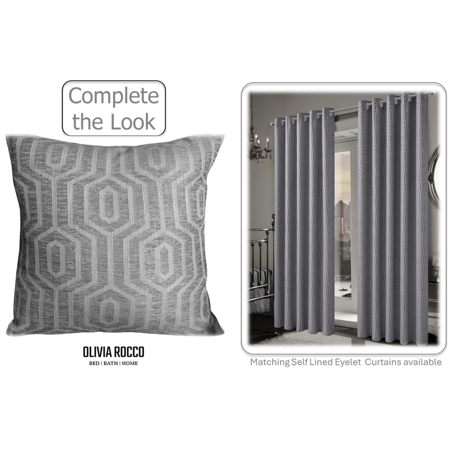Paris Cushion Covers 2 Pack Modern Grey Decorative Square Scatter Cushions with Invisible Zipper for Sofa & Bed by OLIVIA ROCCO