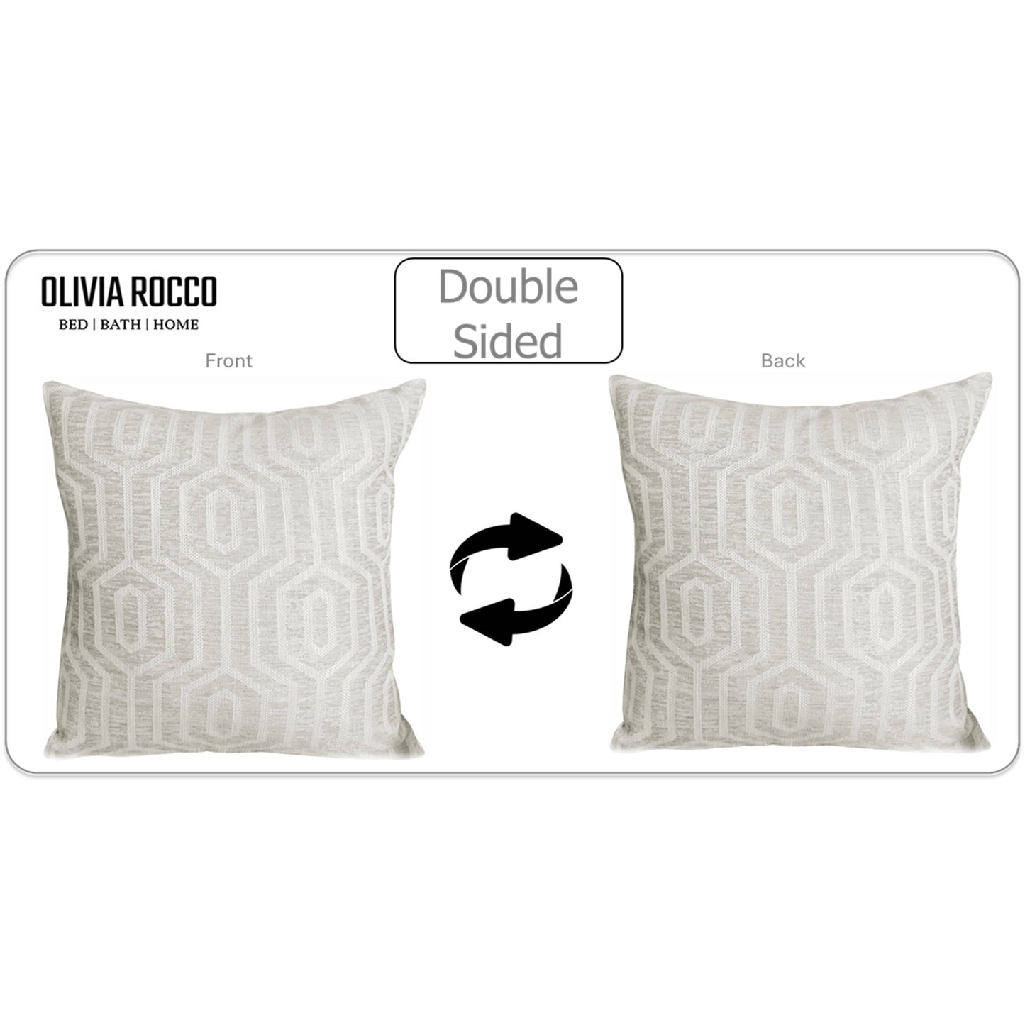 Paris Cushion Covers 2 Pack Modern Natural Decorative Square Scatter Cushions with Invisible Zipper for Sofa & Bed by OLIVIA ROCCO