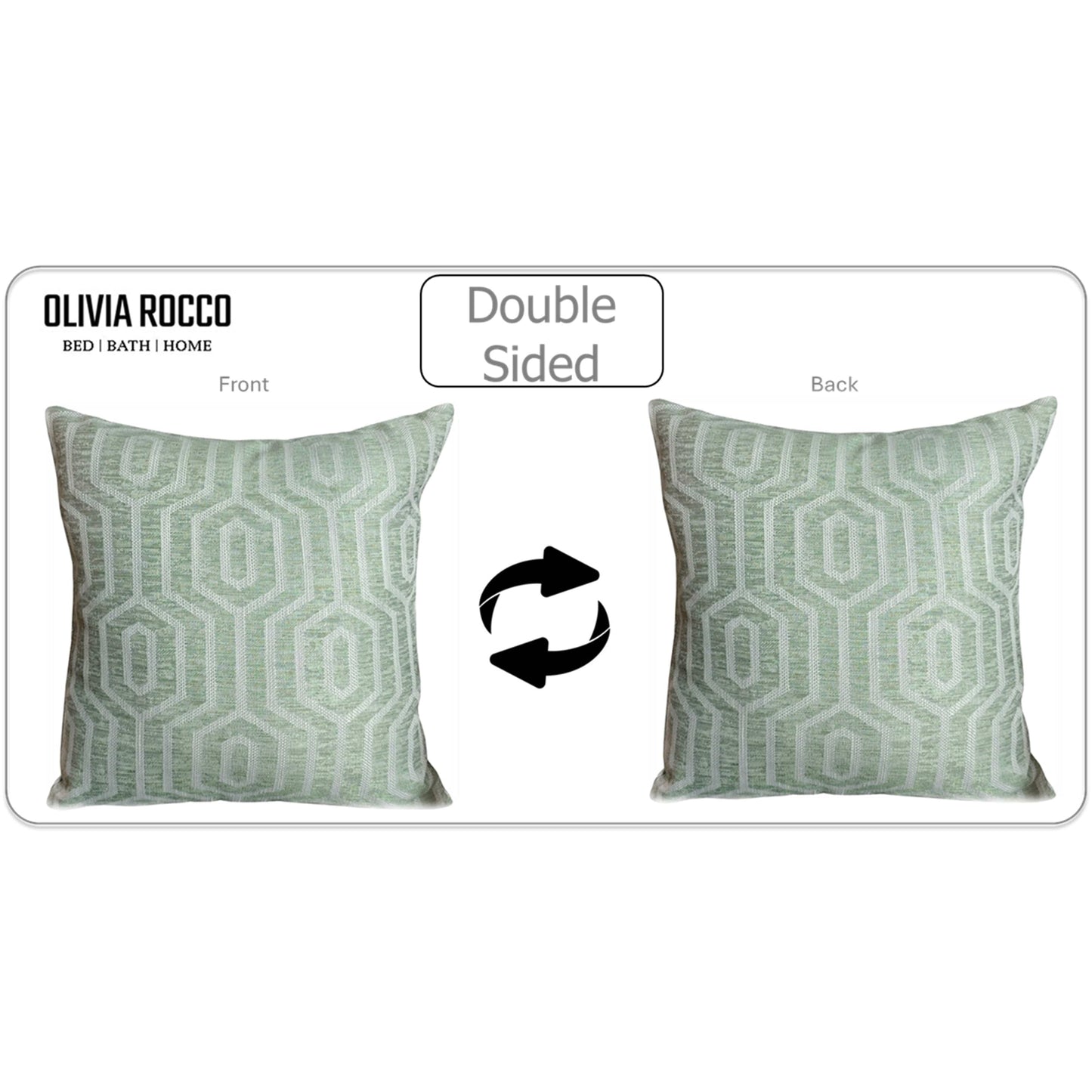 Paris Cushion Covers 2 Pack Modern Sage Green Decorative Square Scatter Cushions with Invisible Zipper for Sofa & Bed by OLIVIA ROCCO